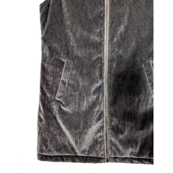 Vintage DEBBRAH Faux Fur Full Zip Vest Womens Medium Stone Gray Calf Hair Jacket - Picture 4 of 8
